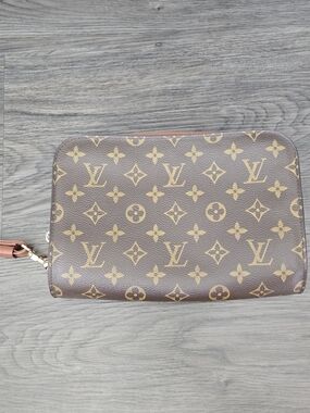 Louis Vuitton Brown and Gold Monogram Wristlet Pouch